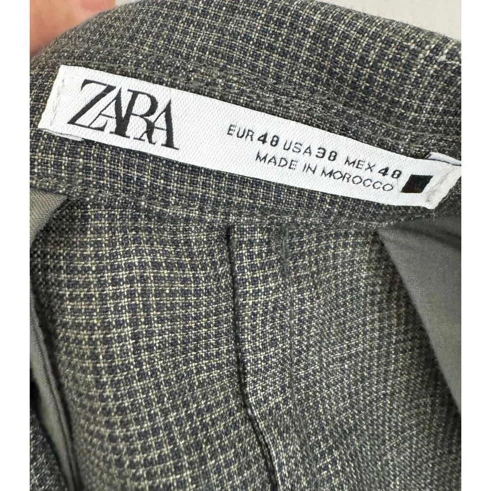 Zara 100% Linen mens plaid 2 button blazer tailored‎ office sz 38 (M)